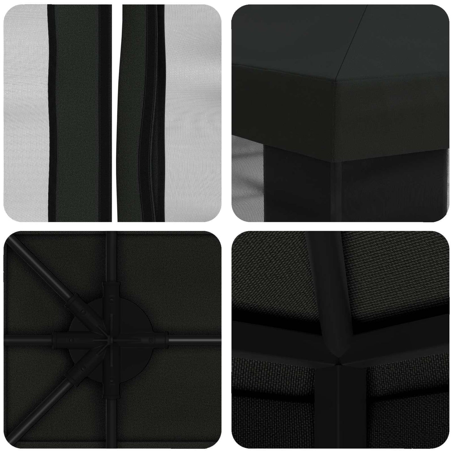 Gazebo with Sidewalls 4 x 3 m Black Polyester and Steel 190 gsm