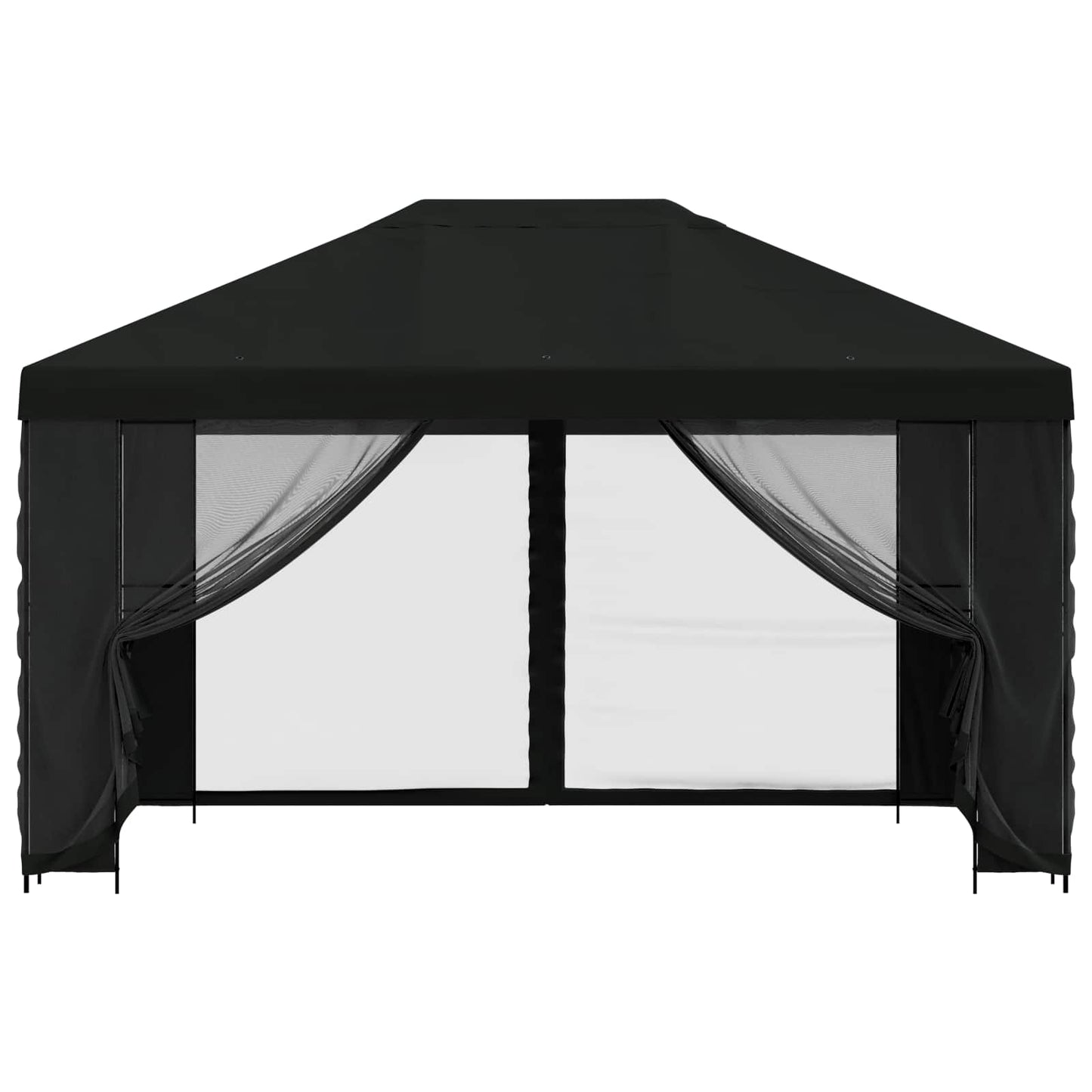 Gazebo with Sidewalls 4 x 3 m Black Polyester and Steel 190 gsm