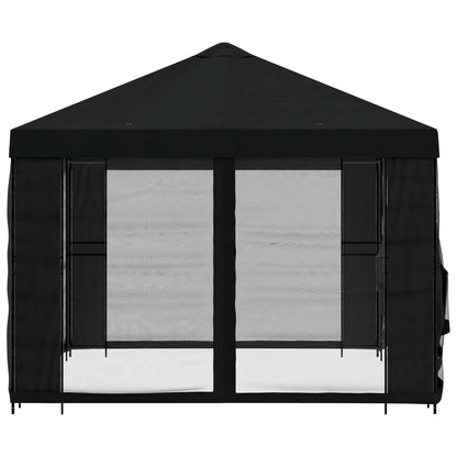 Gazebo with Sidewalls 4 x 3 m Black Polyester and Steel 190 gsm