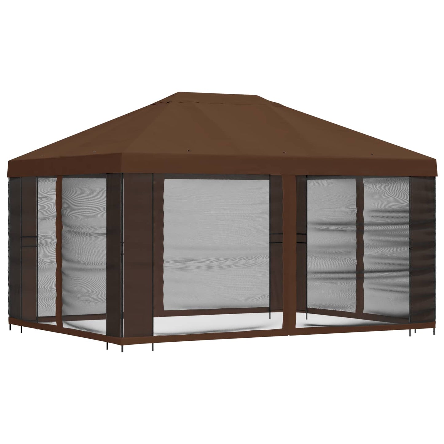 Garden Gazebo with Sidewalls 4 x 3 m Brown Polyester and Steel