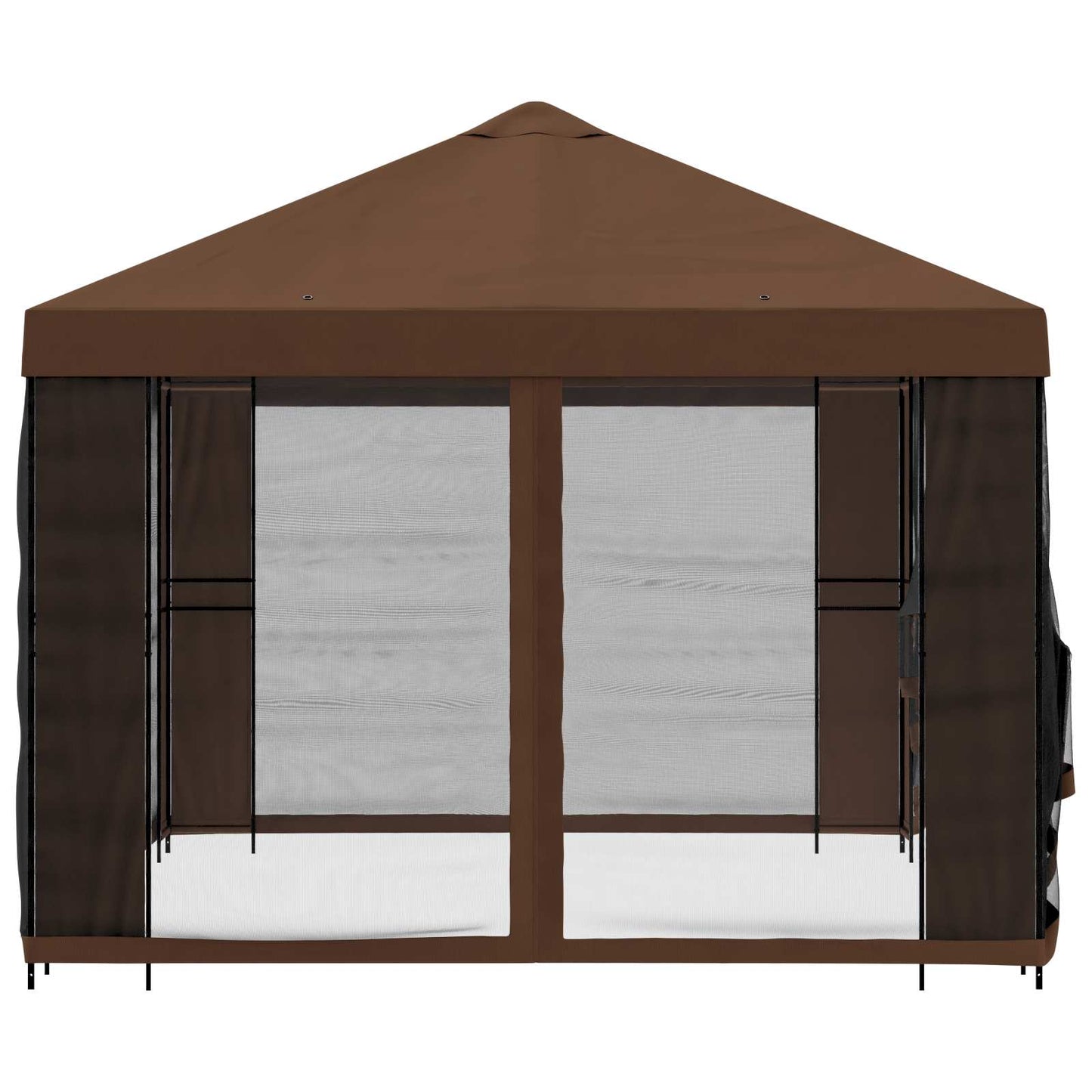 Garden Gazebo with Sidewalls 4 x 3 m Brown Polyester and Steel