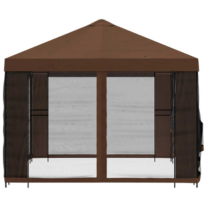Garden Gazebo with Sidewalls 4 x 3 m Brown Polyester and Steel