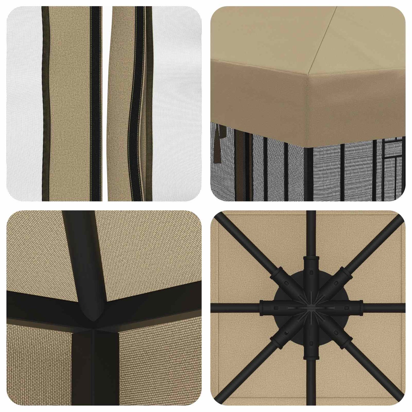 Gazebo Cover with Sidewalls 6 x 3 m Beige Polyester 190