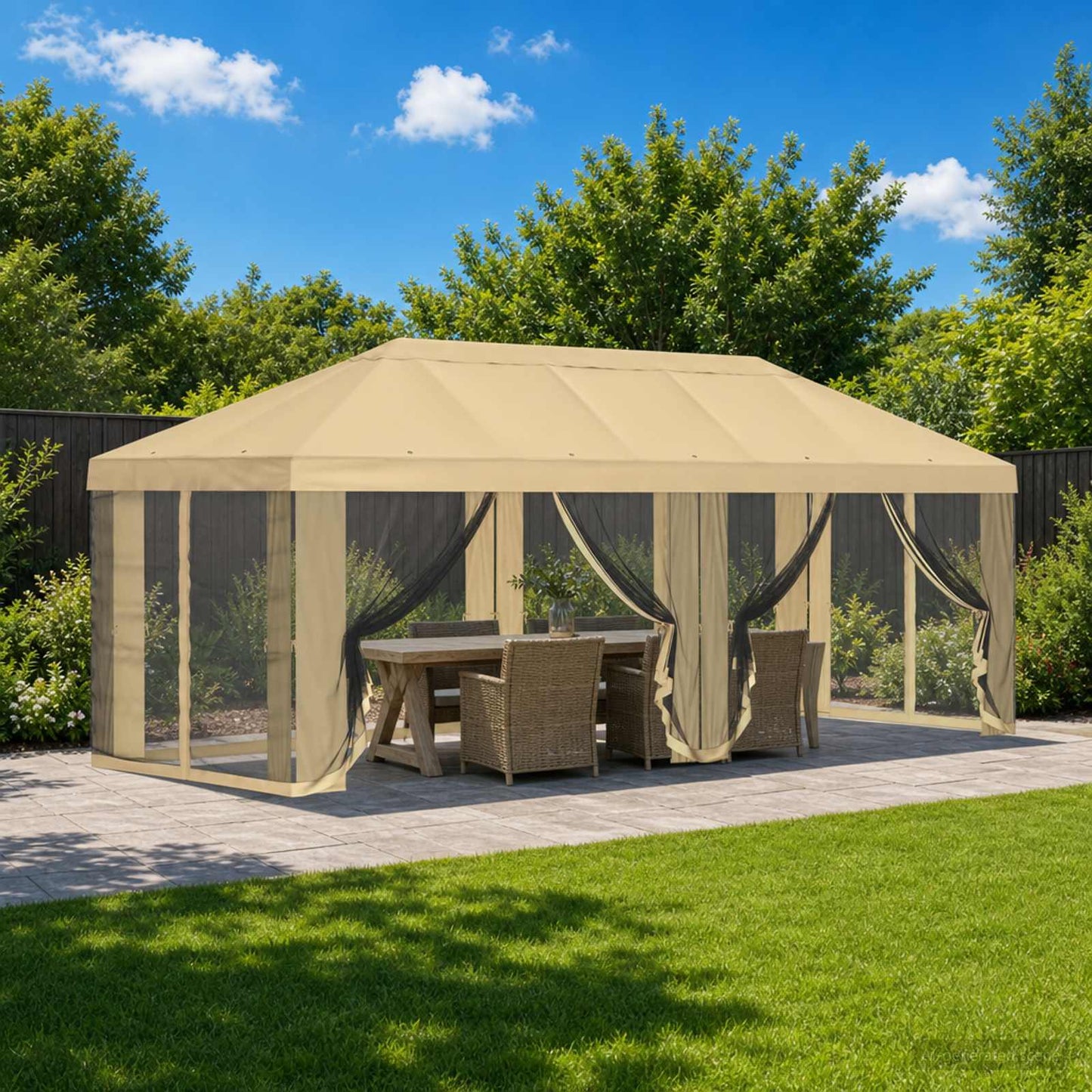 Gazebo Cover with Sidewalls 6 x 3 m Cream Polyester 190