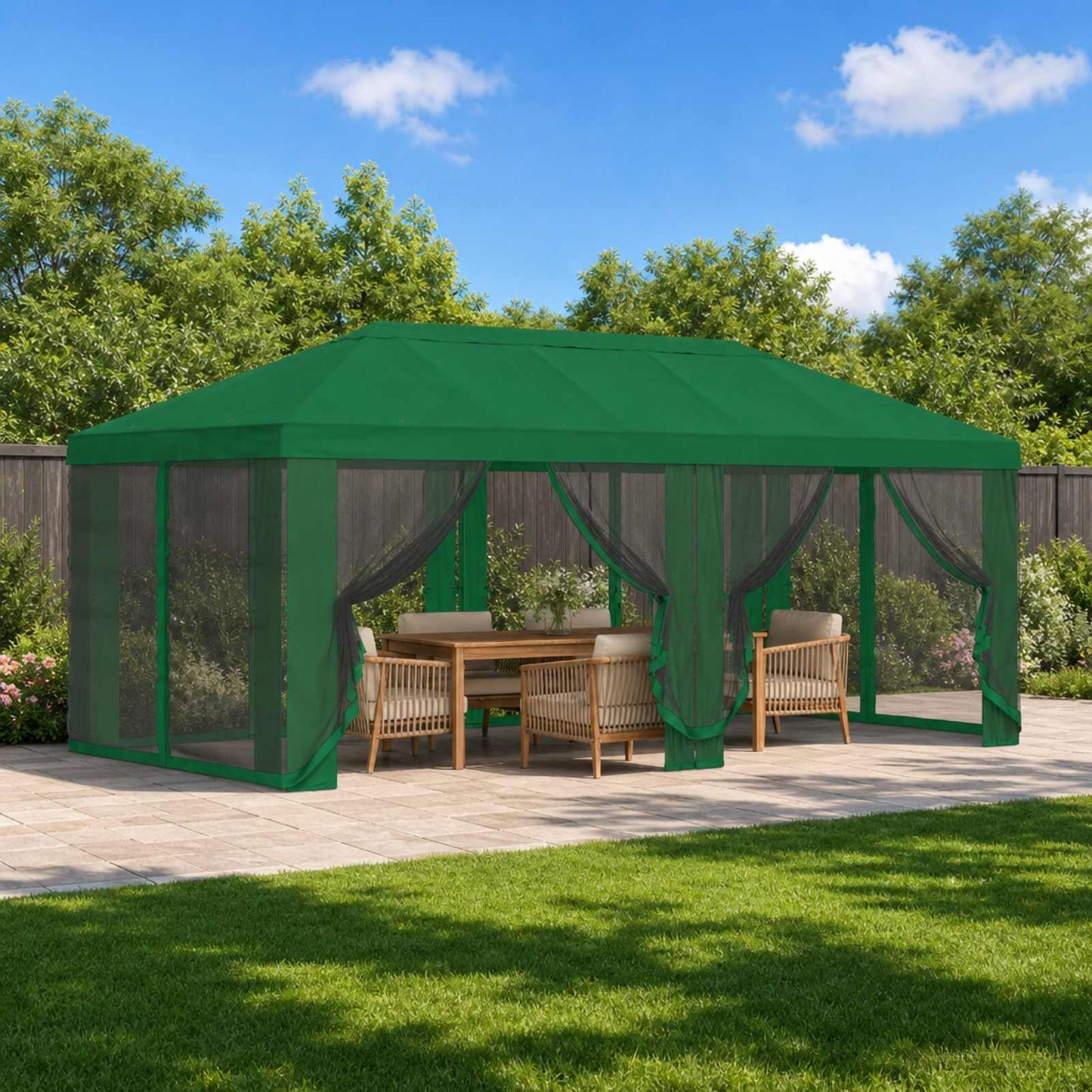 Gazebo Cover with Sidewalls 6 x 3 m Green Polyester 190