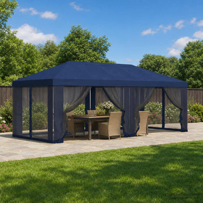 Gazebo Cover with Sidewalls 6 x 3 m Blue Polyester 190