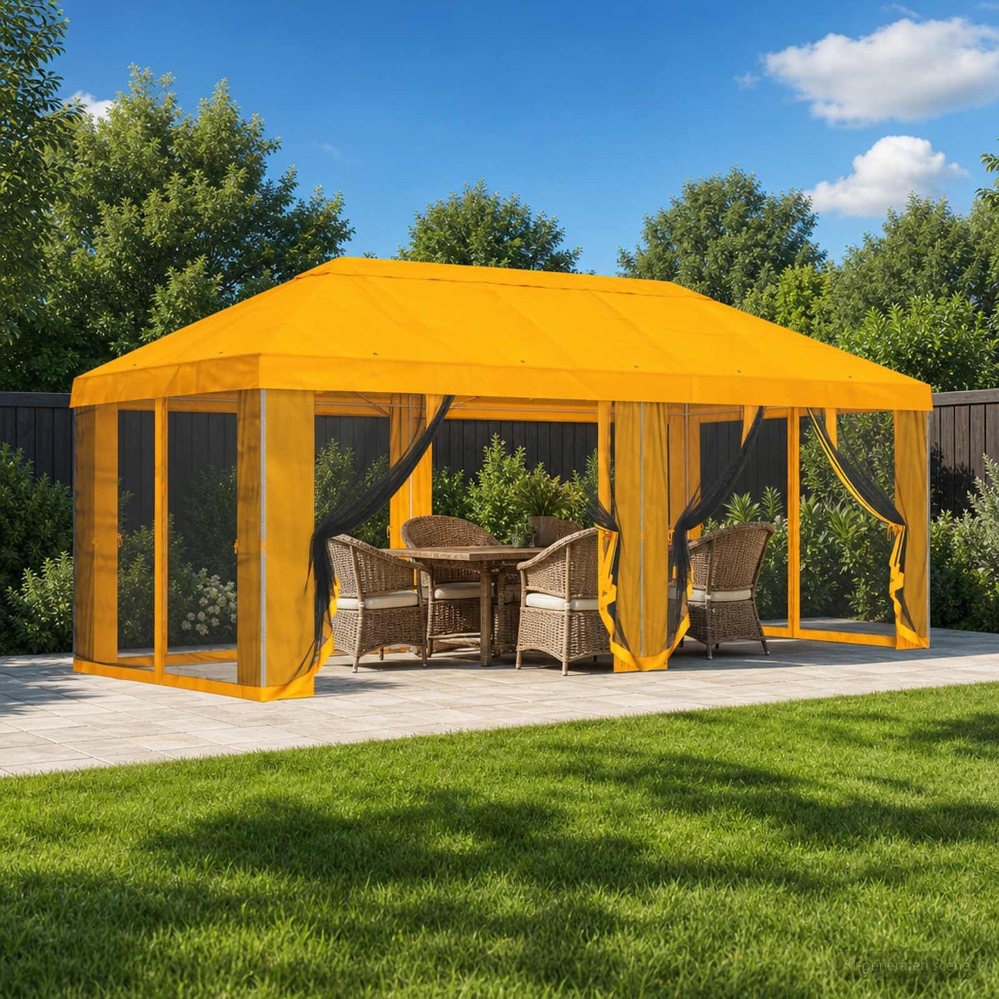 Gazebo Cover with Sidewalls 6 x 3 m Yellow Polyester 190