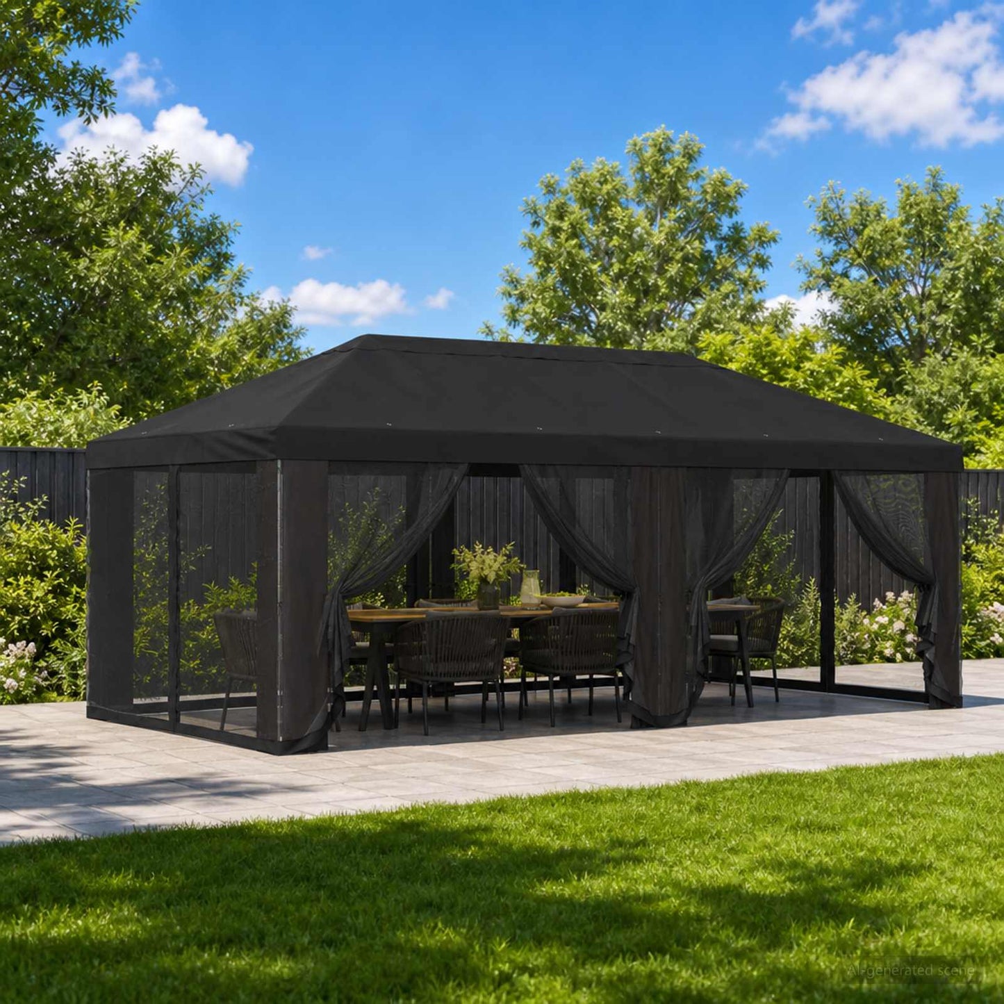 Gazebo Cover with Sidewalls 6 x 3 m Black Polyester 190