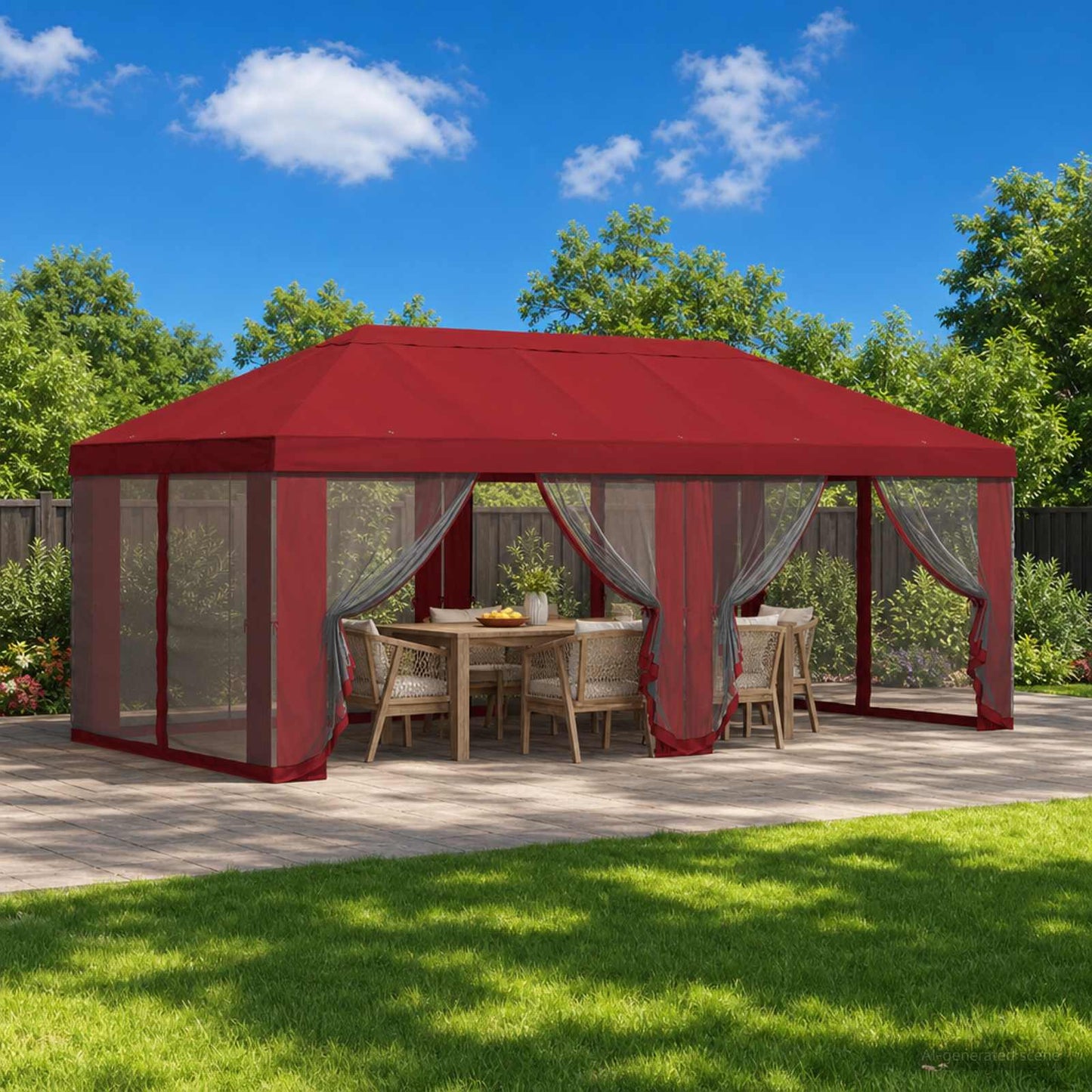 Gazebo Cover with Sidewalls 6 x 3 m Burgundy Polyester 190