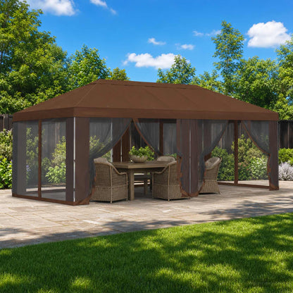 Gazebo Cover with Sidewalls 6 x 3 m Brown Polyester 190