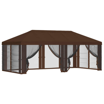 Gazebo Cover with Sidewalls 6 x 3 m Brown Polyester 190