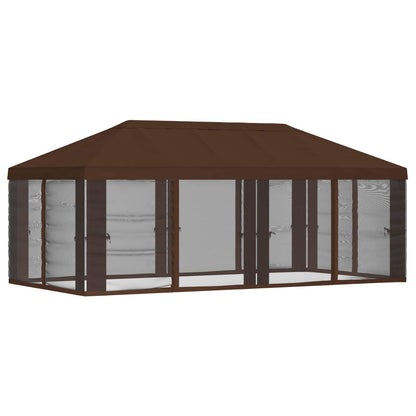 Gazebo Cover with Sidewalls 6 x 3 m Brown Polyester 190