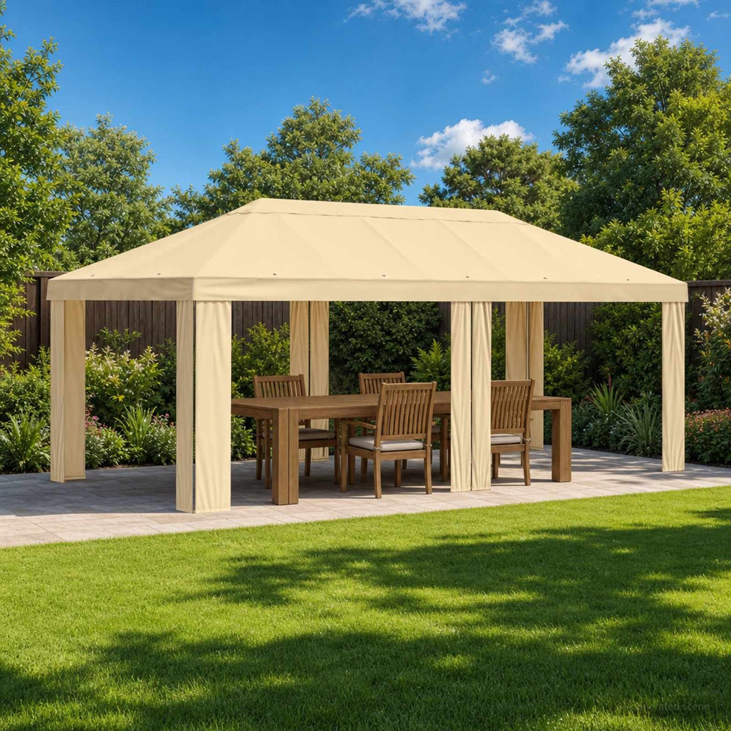 Gazebo Cover 6 x 3 m Cream Polyester 190 gsm