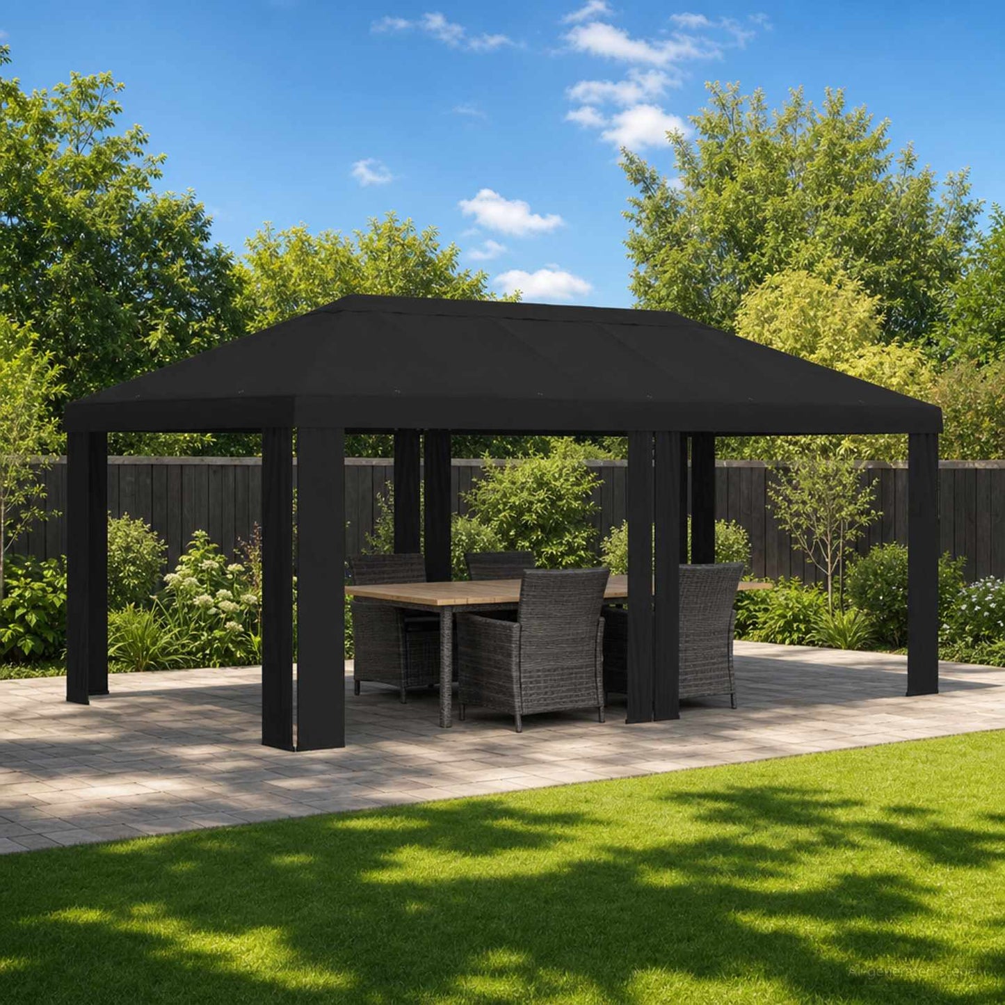Gazebo Cover 6 x 3 m Black Polyester 190 gsm
