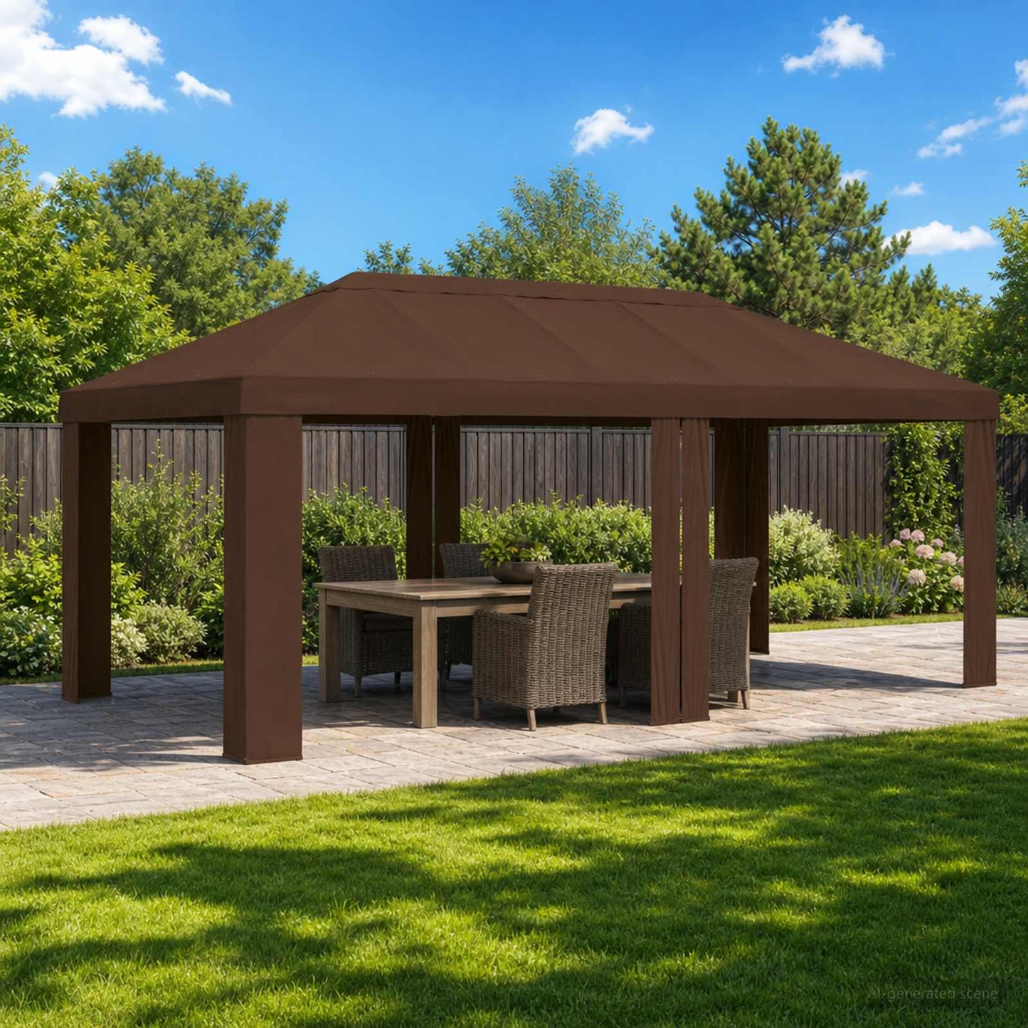 Gazebo Cover 6 x 3 m Brown Polyester 190 gsm