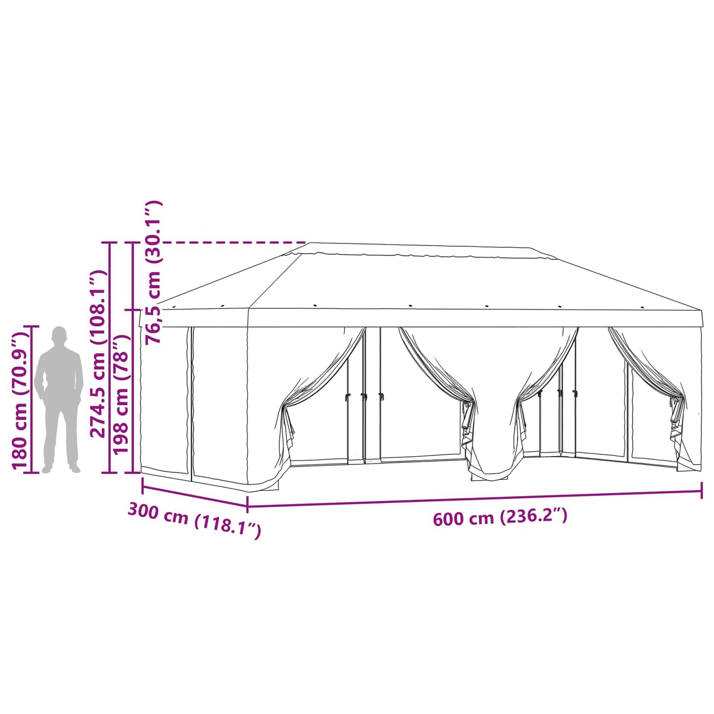 Gazebo Cover with Sidewalls Taupe 600.5 x 300.5 cm Polyester