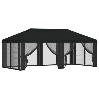 Gazebo Cover with Sidewalls Black 600.5 x 300.5 cm Polyester