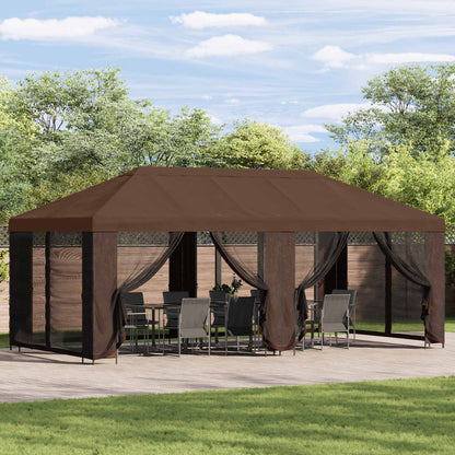 Gazebo Cover with Sidewalls Brown 600.5 x 300.5 cm Polyester