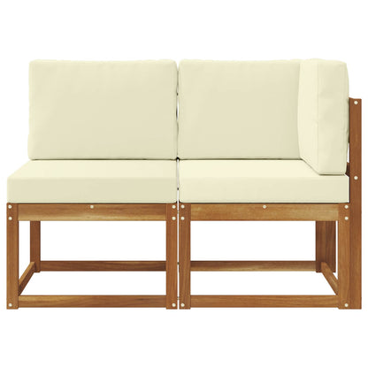 Outdoor Middle and Corner Sofa 2 Piece Natural and Cream