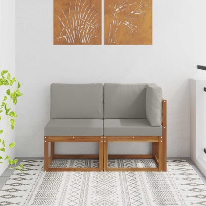 Outdoor Middle and Corner Sofa 2 Piece Natural and Light Grey