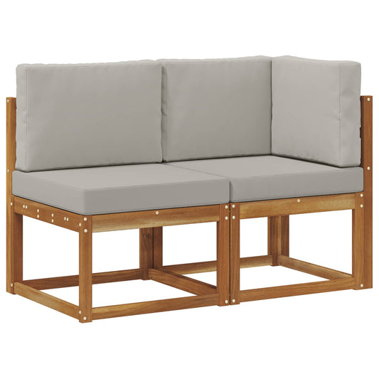 Outdoor Middle and Corner Sofa 2 Piece Natural and Light Grey