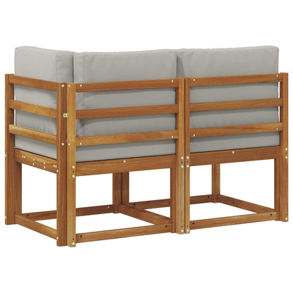 Outdoor Middle and Corner Sofa 2 Piece Natural and Light Grey