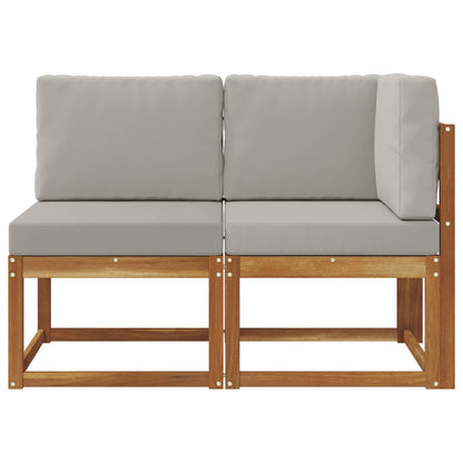 Outdoor Middle and Corner Sofa 2 Piece Natural and Light Grey