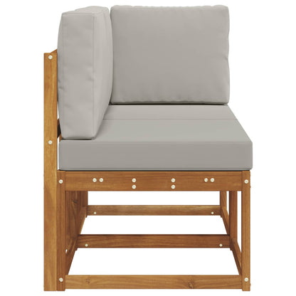 Outdoor Middle and Corner Sofa 2 Piece Natural and Light Grey
