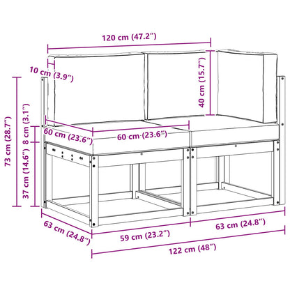 Outdoor Middle and Corner Sofa 2 Piece Natural and Light Grey