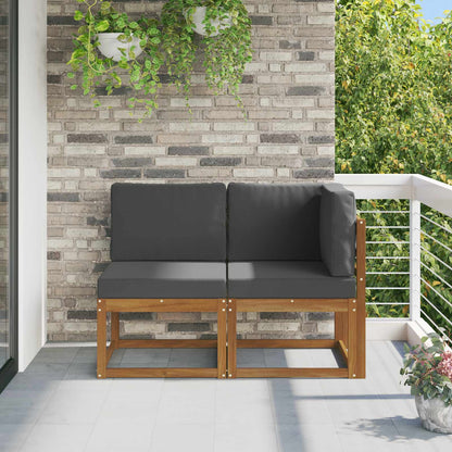 Outdoor Middle and Corner Sofa 2 Piece Natural and Anthracite