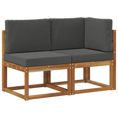 Outdoor Middle and Corner Sofa 2 Piece Natural and Anthracite