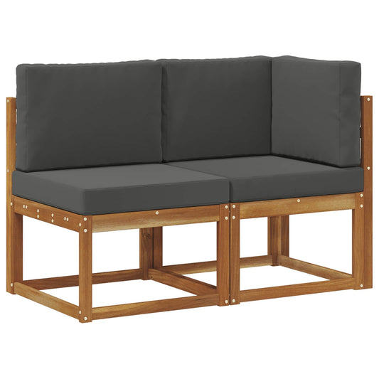 Outdoor Middle and Corner Sofa 2 Piece Natural and Anthracite