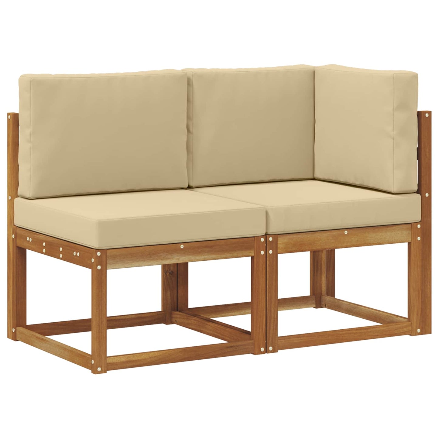 Outdoor Middle and Corner Sofa 2 Piece Natural and Beige