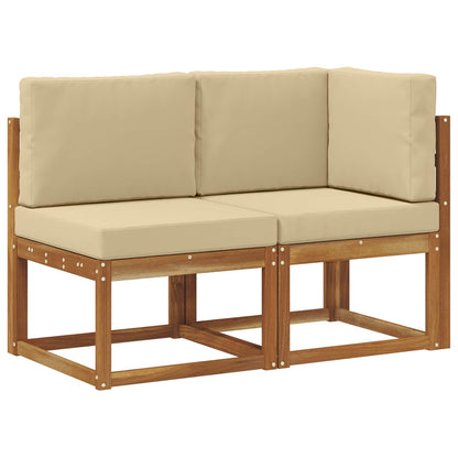 Outdoor Middle and Corner Sofa 2 Piece Natural and Beige