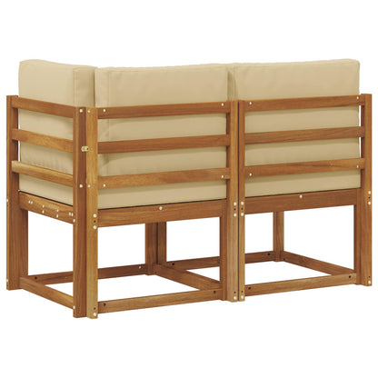 Outdoor Middle and Corner Sofa 2 Piece Natural and Beige
