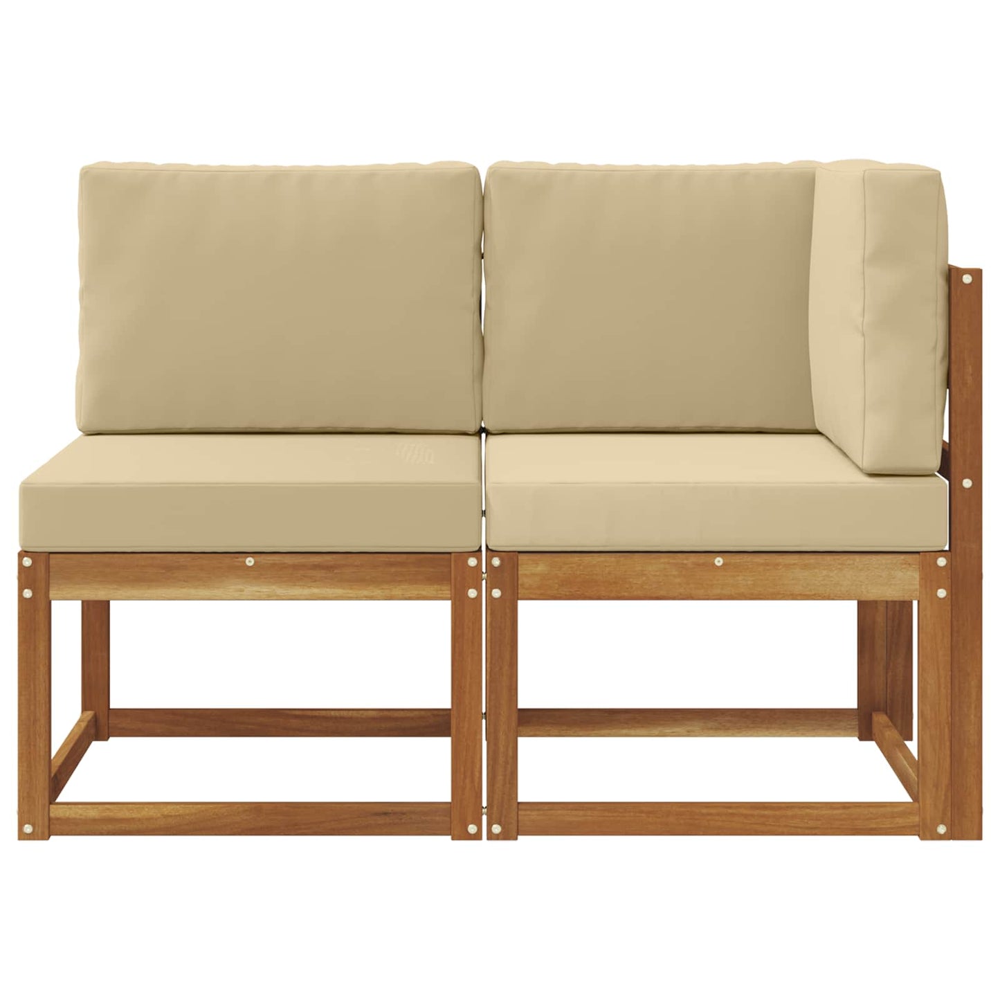 Outdoor Middle and Corner Sofa 2 Piece Natural and Beige