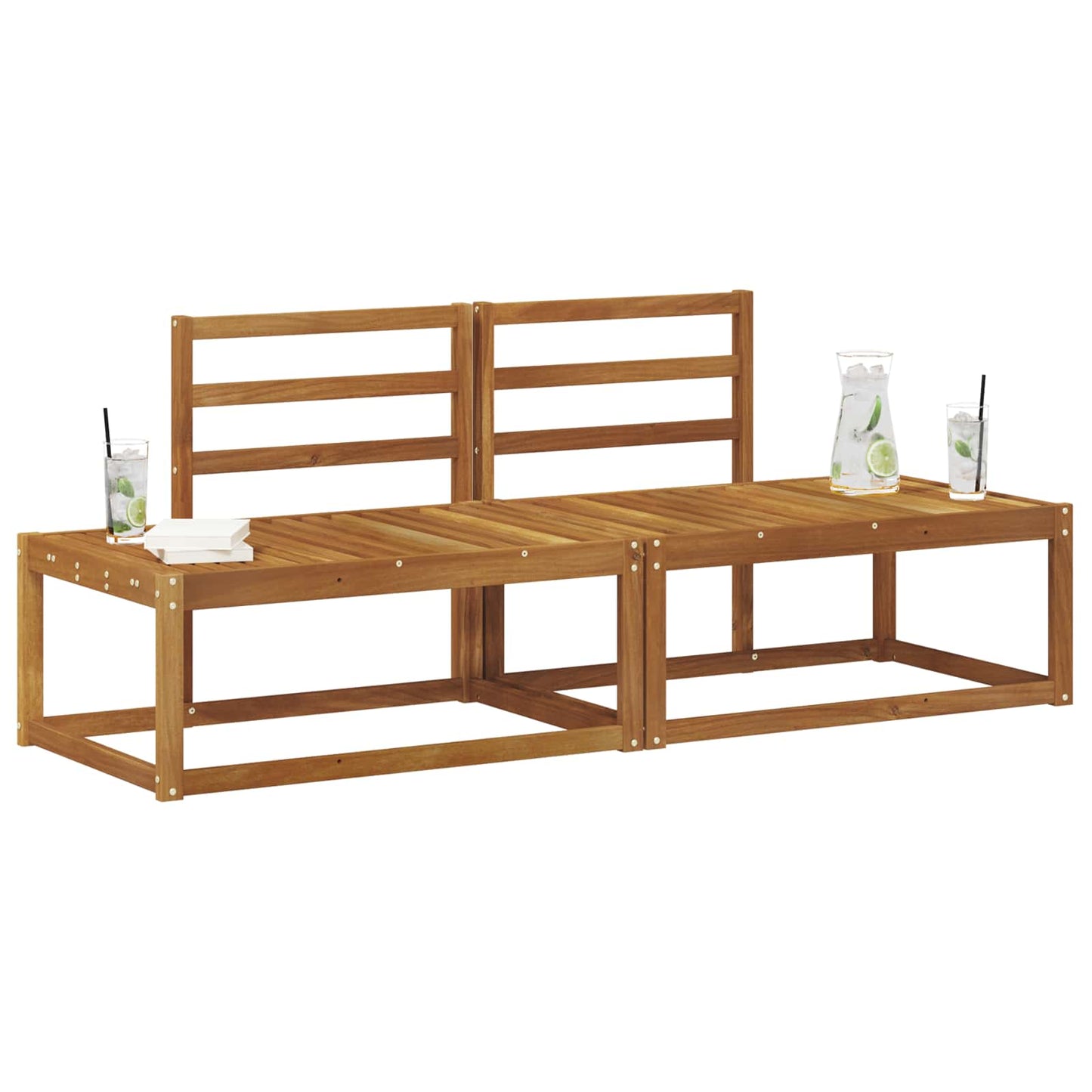Outdoor End Sofa 2 Piece Natural 182.5 x 63 x 73 cm