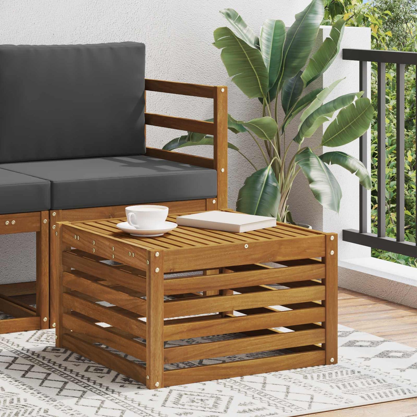 Outdoor Table Solid Acacia Wood Natural 59 x 59 x 37 cm
