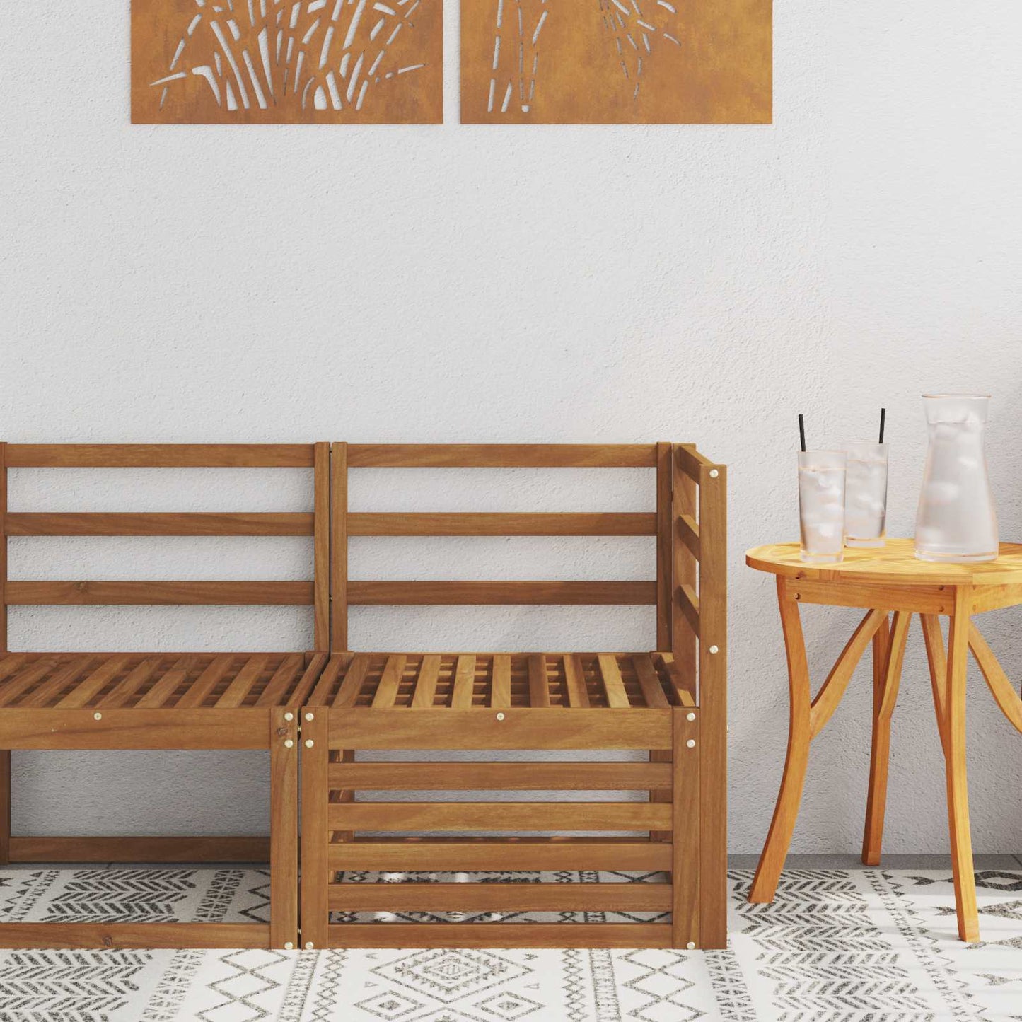 Outdoor Corner Sofa Solid Acacia Wood Natural 63 x 63 x 73 cm