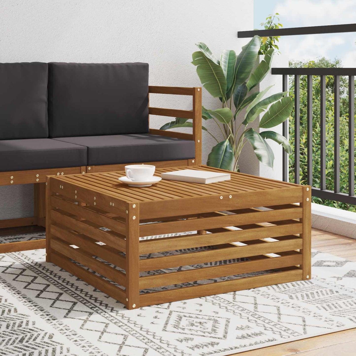 Outdoor Table Solid Acacia Wood Natural 79 x 79 x 37 cm