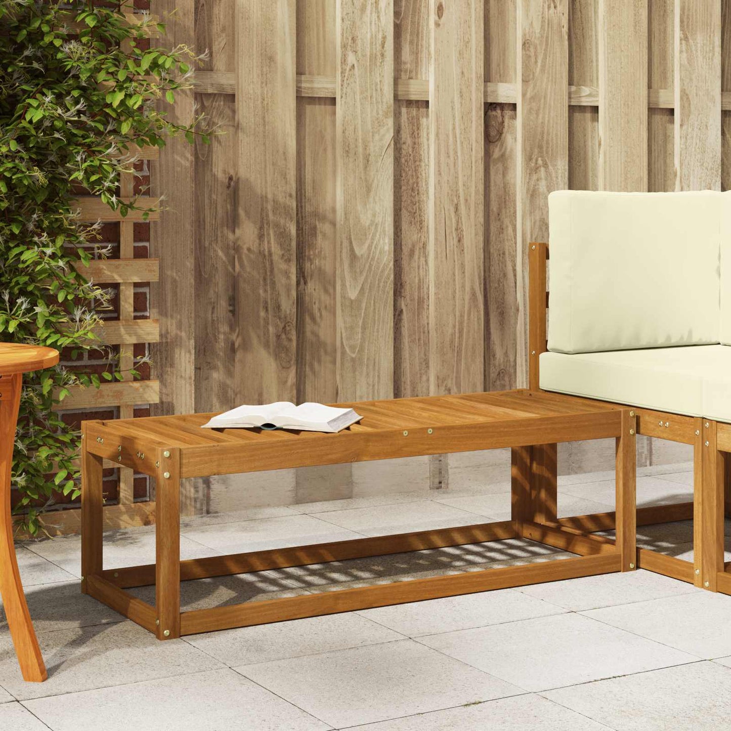 Outdoor Stool Bench Natural 115 x 43 x 37 cm Solid Acacia Wood