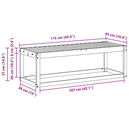 Outdoor Stool Bench Natural 115 x 43 x 37 cm Solid Acacia Wood