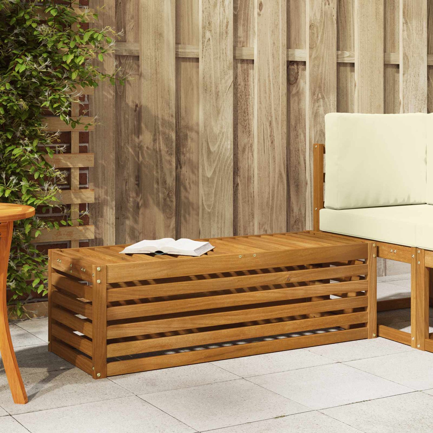 Outdoor Stool Bench Solid Acacia Wood Natural 115 x 43 x 37 cm