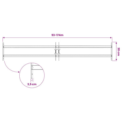 Window Grille 176 x 30 cm Powder-Coated Steel Black