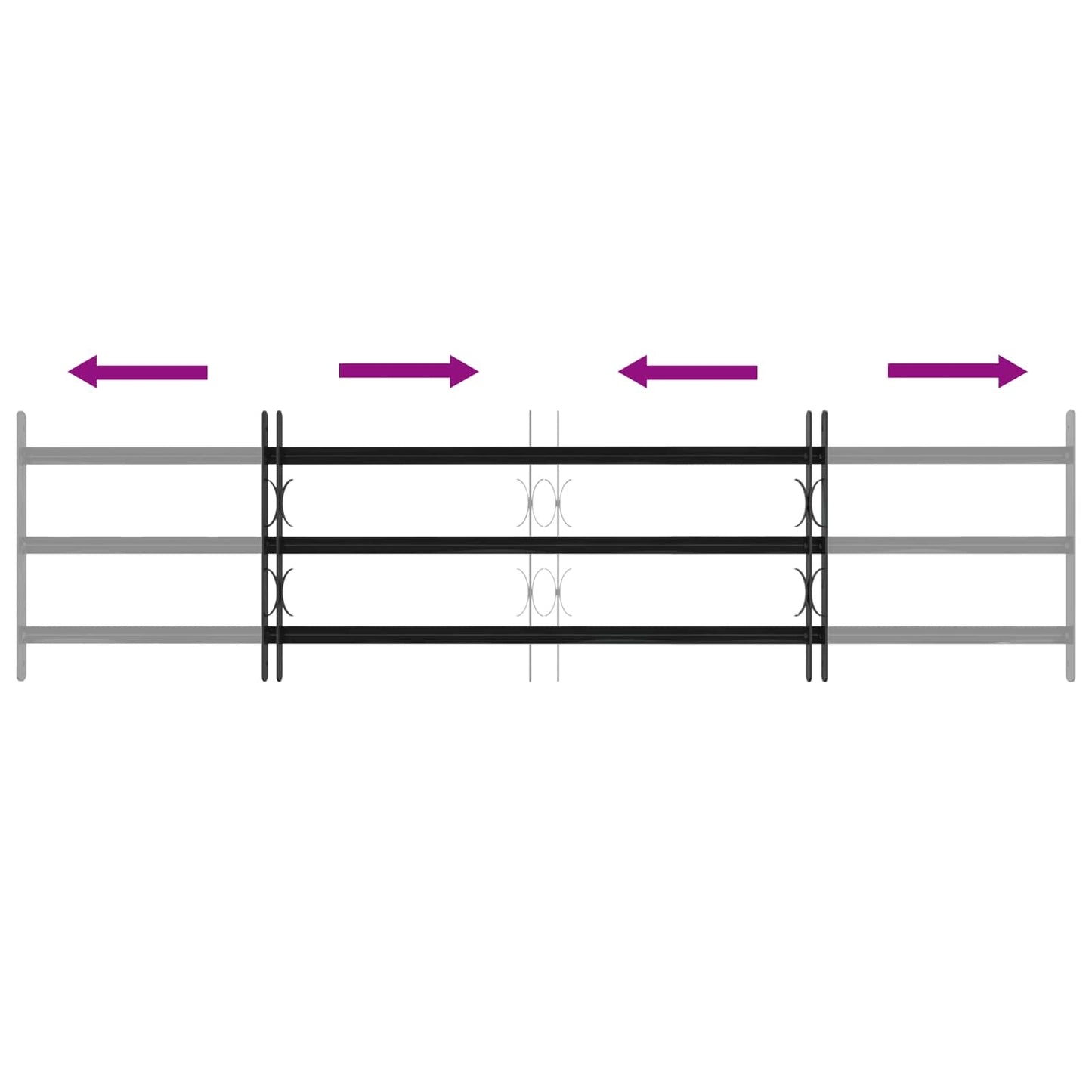 Window Grille 174 x 45 cm Powder-Coated Steel Black