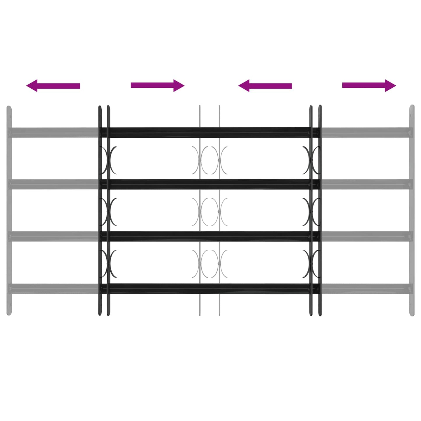 Window Grille 115 x 60 cm Powder-Coated Steel Black