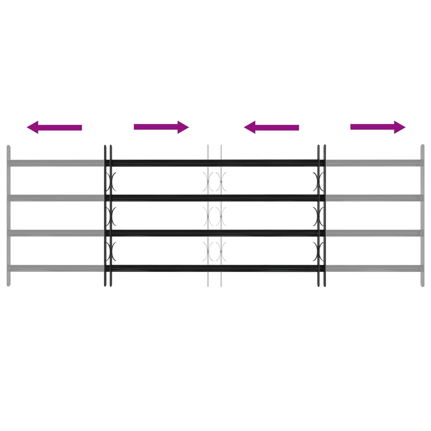 Window Grille 175 x 60 cm Powder-Coated Steel Black