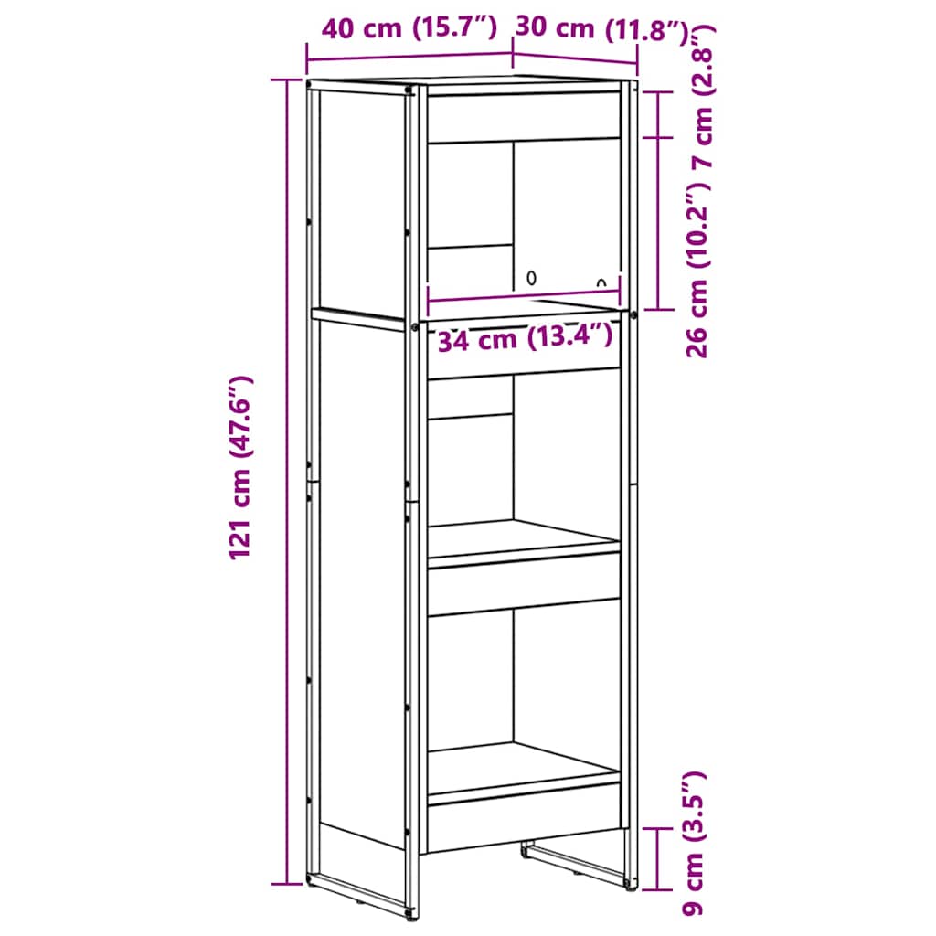 Book Cabinet Grey Sonoma 40 x 30 x 121 cm Engineered Wood