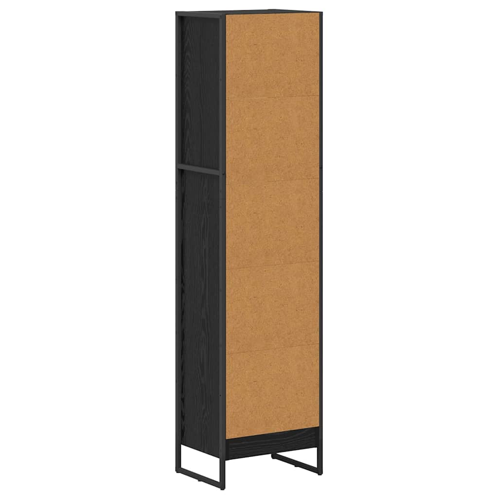 Book Cabinet Black Oak 40 x 30 x 155 cm Engineered Wood