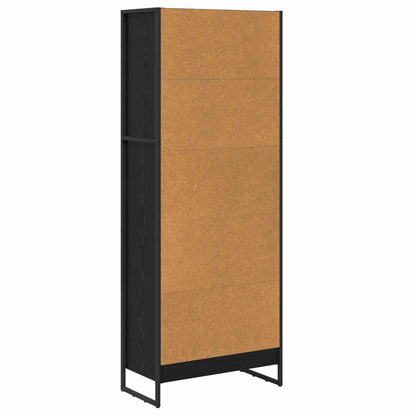 Book Cabinet Black Oak 60 x 30 x 155 cm Engineered Wood